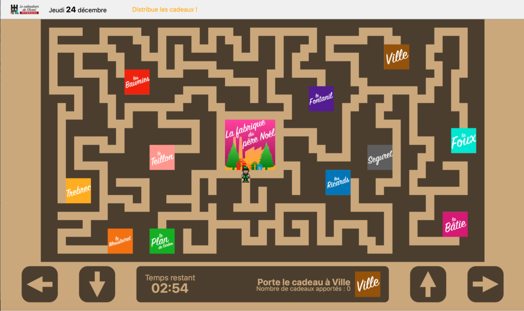 jeu apporte les cadeaux dans le calendrier de l'Avent 